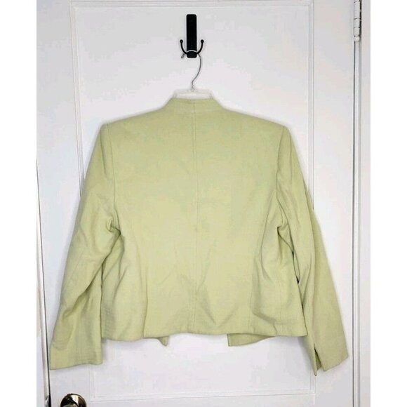 Size 14 Louben Blazer Jacket Wool Cashmere Blend Canada Spring Green Open Front - Picture 2 of 4